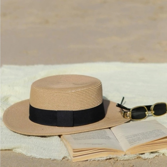 Boho Straw panama hat lightweight khaki main image 3